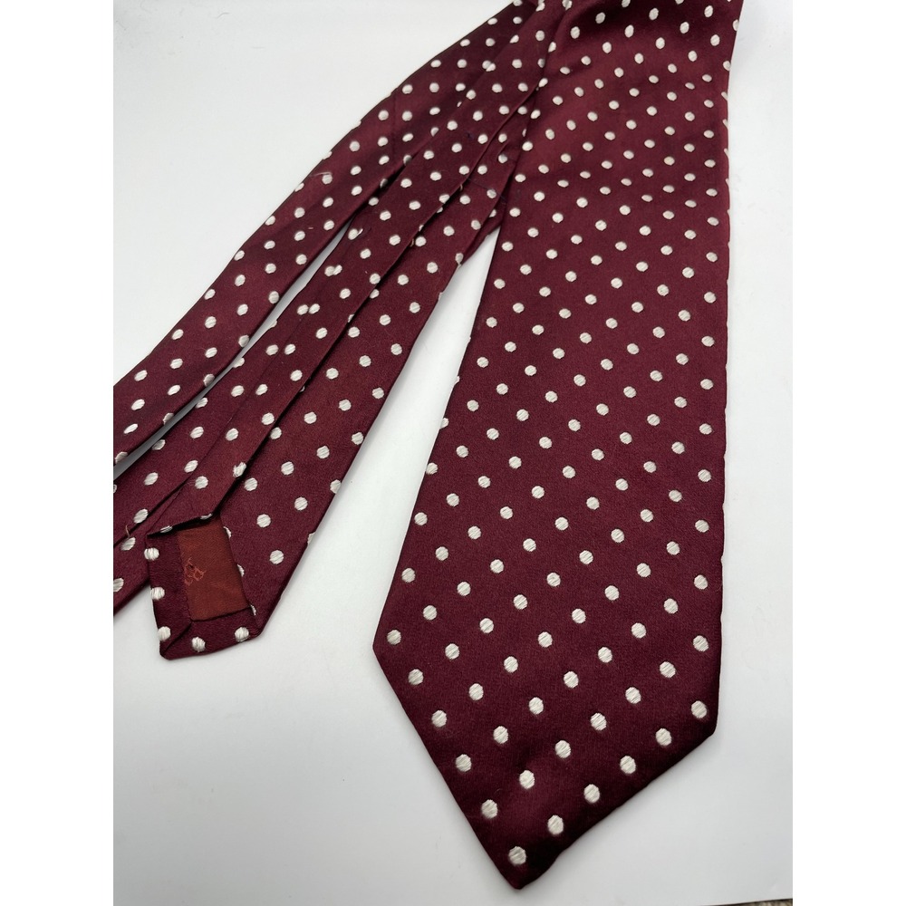 Burberrys Burgundy Silk Polka Dot Tie Made in England Hand Finished Vintage